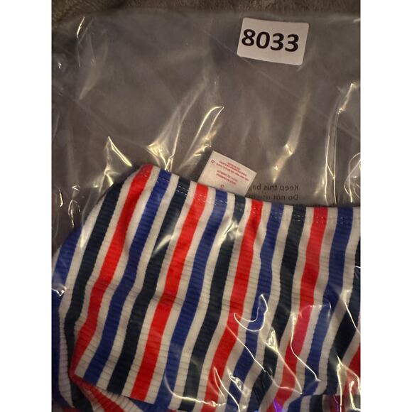 Xhilaration Ribbed Button-Front High Waist Bikini Bottom Small Red White Blue - Picture 7 of 7